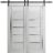 Sturdy Double Barn Door with | Quadro 4088 Matte Black with Frosted Glass | 13FT Rail Hangers Heavy Set | Solid Panel Interior Doors Light Grey Oak