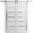 Sturdy Double Barn Door with Frosted Glass | Quadro 4088 Light Grey Oak | 13FT Rail Hangers Heavy Set | Solid Panel Interior Doors-60" x 96" (2* 30x96) Nordic White