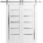 Sturdy Double Barn Door | Quadro 4088 Nebraska Grey with Frosted Glass | Silver 13FT Rail Hangers Heavy Set | Solid Panel Interior Doors White