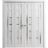 Sliding Closet Double Bi-fold Doors | Quadro 4088 Matte Black with Frosted Glass | Sturdy Tracks Moldings Trims Hardware Set | Wood Solid Bedroom Wardrobe Doors  Light Grey Oak