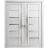 French Double Panel Lite Doors with Hardware | Quadro 4088 White Silk with Frosted Glass | Panel Frame Trims | Bathroom Bedroom Interior Sturdy Door Light Grey Oak