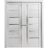 Sliding French Double Pocket Doors | Quadro 4088 Nebraska Grey with Frosted Glass | Kit Trims Rail Hardware | Solid Wood Interior Bedroom Sturdy Doors Light Grey Oak