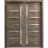 Sliding French Double Pocket Doors | Quadro 4088 Nebraska Grey with Frosted Glass | Kit Trims Rail Hardware | Solid Wood Interior Bedroom Sturdy Doors Cognac Oak