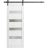 Sliding Barn Door with Hardware | Quadro 4113 White Silk with Frosted Glass | 6.6FT Rail Hangers Sturdy Set | Lite Wooden Solid Panel Interior Doors White