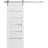 Sliding Barn Door with 6.6ft Hardware | Quadro 4117 White Silk with Frosted Glass | Rail Hangers Sturdy Silver Set | Lite Wooden Solid Panel Interior Doors White