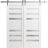 Sturdy Double Barn Door | Quadro 4266 White Silk with Frosted Glass | Silver 13FT Rail Hangers Heavy Set | Solid Panel Interior Doors White