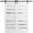 Sturdy Double Barn Door | Quadro 4266 White Silk with Frosted Glass | 13FT Rail Hangers Heavy Set | Solid Panel Interior Doors White
