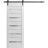 Sturdy Barn Door | Quadro 4445 Nebraska Grey with Frosted Glass | 6.6FT Rail Hangers Heavy Hardware Set | Solid Panel Interior Doors White