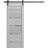 Sturdy Barn Door | Quadro 4445 Nebraska Grey with Frosted Glass | 6.6FT Rail Hangers Heavy Hardware Set | Solid Panel Interior Doors Light Grey Oak
