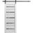 Sturdy Barn Door | Quadro 4445 Nebraska Grey with Frosted Glass | 6.6FT Rail Hangers Heavy Hardware Set | Solid Panel Interior Doors Nordic White