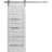 Sturdy Barn Door | Quadro 4445 Nordic White with Frosted Glass | 6.6FT Silver Rail Hangers Heavy Hardware Set | Solid Panel Interior Doors White