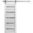 Sturdy Barn Door | Quadro 4445 Nordic White with Frosted Glass | 6.6FT Silver Rail Hangers Heavy Hardware Set | Solid Panel Interior Doors Nordic White