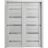 Sliding Closet Bypass Doors | Quadro 4445 White Silk with Frosted Glass | Sturdy Rails Moldings Trims Hardware Set | Wood Solid Bedroom Wardrobe Doors  Light Grey Oak