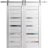 Sturdy Double Barn Door | Quadro 4445 Nebraska Grey with Frosted Glass | Silver 13FT Rail Hangers Heavy Set | Solid Panel Interior Doors Nordic White