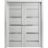 Sliding French Double Pocket Doors | Quadro 4445 White Silk with Frosted Glass | Kit Trims Rail Hardware | Solid Wood Interior Bedroom Sturdy Doors Light Grey Oak