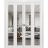 Sliding Closet Double Bi-fold Doors | Lucia 2666 White Silk with Clear Glass and Aluminum Strips | Sturdy Tracks Moldings Trims Hardware Set | Wood Solid Bedroom Wardrobe Doors White