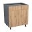 24" Base Cabinet Double Door Single Drawer with Grey Gloss door Natural Teak