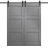 Modern Double Barn Door 36 x 80 inches | Ego 5010 Painted Black Oak | 13FT Rail Track Set | Solid Panel Interior Doors EGO Painted Grey Oak