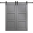 Modern Double Barn Door 56 x 80 inches | Ego 5010 Marble Oak | 13FT Rail Track Set | Solid Panel Interior Doors EGO Painted Grey Oak