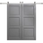 Modern Double Barn Door 60 x 96 inches | Ego 5010 Cognac Oak Veneer | 13FT Silver Rail Track Set | Solid Panel Interior Doors EGO Painted Grey Oak