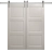 Modern Double Barn Door 36 x 80 inches | Ego 5010 Painted Black Oak | 13FT Silver Rail Track Set | Solid Panel Interior Doors EGO Painted White Oak