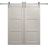 Modern Double Barn Door 60 x 96 inches | Ego 5010 Cognac Oak Veneer | 13FT Silver Rail Track Set | Solid Panel Interior Doors EGO Painted White Oak