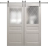 Modern Double Barn Door 36 x 80 inches | Ego 5011 Cognac Oak Veneer | 13FT Silver Rail Track Set | Solid Panel Interior Doors EGO Painted White Oak