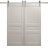 Modern Double Barn Door 36 x 80 inches | Ego 5012 Painted Black Oak | 13FT Silver Rail Track Set | Solid Panel Interior Doors EGO Painted White Oak