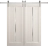 Modern Double Barn Door 36 x 80 inches | Ego 5014 Marble Oak | 13FT Silver Rail Track Set | Solid Panel Interior Doors EGO Painted White Oak