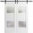 Modern Double Barn Door with 2 Lites / Sete 6222 / 13FT Rail Track Set / Solid Panel Interior Doors-36" x 80" White