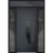 Front Exterior Prehung Steel Door / Deux 6501 Anthracite / 2 Sidelight and Transom Window / Stainless Inserts Single Modern Painted-W12+36+12" x H80+16"-Left-hand Inswing Antracite