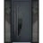 Front Exterior Prehung Steel Door / Deux 6501 Anthracite / 2 Sidelight Exterior Windows / Stainless Inserts Single Modern Painted-W16+36+16" x H80"-Right-hand Inswing Antracite