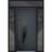 Front Exterior Prehung Steel Door / Deux 6501 Anthracite / 2 Sidelight and Transom Window / Stainless Inserts Single Modern Painted-W16+36+16" x H80+16"-Right-hand Inswing Antracite