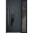 Front Exterior Prehung Steel Door / Deux 6501 Anthracite / Sidelight Exterior Window /  Stainless Inserts Single Modern Painted-W36+12" x H80"-Right-hand Inswing Antracite