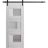 Sturdy Barn Door Frosted Glass | Sete 6933 Nordic White | 6.6FT Rail Hangers Heavy Hardware Set | Solid Panel Interior Doors-18" x 80" Nordic White