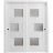 Sliding Closet Bypass Doors with Frosted Glass | Sete 6933 Light Grey Oak| Sturdy Rails Moldings Trims Hardware Set | Wood Solid Bedroom Wardrobe Doors -36" x 80" (2* 18x80) White