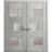 Solid French Double Doors Frosted Glass | Sete 6933 Nordic White | Wood Solid Panel Frame Trims | Closet Bedroom Sturdy Doors -36" x 80" (2* 18x80) Light Grey Oak