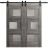 Sturdy Double Barn Door with Frosted Glass | Sete 6933 Light Grey Oak | 13FT Rail Hangers Heavy Set | Solid Panel Interior Doors-36" x 80" (2* 18x80) Nebraska Grey