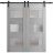Sturdy Double Barn Door with Frosted Glass | Sete 6933 Light Grey Oak | 13FT Rail Hangers Heavy Set | Solid Panel Interior Doors-36" x 80" (2* 18x80) Light Grey Oak