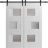 Sturdy Double Barn Door with Frosted Glass | Sete 6933 Light Grey Oak | 13FT Rail Hangers Heavy Set | Solid Panel Interior Doors-36" x 80" (2* 18x80) White