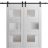 Sturdy Double Barn Door with Frosted Glass | Sete 6933 Light Grey Oak | 13FT Rail Hangers Heavy Set | Solid Panel Interior Doors-36" x 80" (2* 18x80) Nordic White