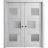 Sliding French Double Pocket Doors / Sete 6933 White Silk with Frosted Glass / Kit Rail Hardware / MDF Interior Bedroom Modern Doors Nordic White
