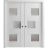 Sliding French Double Pocket Doors / Sete 6933 White Silk with Frosted Glass / Kit Rail Hardware / MDF Interior Bedroom Modern Doors White