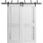 Sliding Closet Barn Bypass Doors | Veregio 7288 Matte Grey with Frosted Glass | Sturdy 6.6ft Rails Hardware Set | Wood Solid Bedroom Wardrobe Doors  White