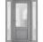 Front Exterior Prehung FiberGlass Door Frosted Glass / Manux 8422 White Silk / 2 Sidelight Exterior Windows / Office Commercial and Residential Doors Entrance Patio Garage-W12+36+12" x H80"-Right-hand Inswing Gray Ash