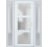 Front Exterior Prehung FiberGlass Door Frosted Glass / Manux 8552 Matte Black / 2 Sidelight Exterior Windows / Office Commercial and Residential Doors Entrance Patio Garage-W16+36+16" x H80"-Left-hand Inswing White