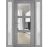 Front Exterior Prehung FiberGlass Door Clear Glass See-through / Manux 8555 Grey Ash Clear Glass / 2 Sidelight Exterior Windows / Office Commercial and Residential Doors Entrance Patio Garage-W12+36+12" x H80"-Right-hand Inswing Gray Ash