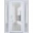Front Exterior Prehung FiberGlass Door Frosted Glass / Manux 8102 White Silk / 2 Sidelight Exterior Windows / Office Commercial and Residential Doors Entrance Patio Garage-W12+30+12" x H80"-Right-hand Inswing White