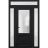 Front Exterior Prehung FiberGlass Door Frosted Glass / Manux 8422 Grey Ash / 2 Sidelight and Transom Window / Office Commercial and Residential Doors Entrance Patio Garage-W14+36+14" x H80+14"-Right-hand Inswing Black
