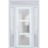 Front Exterior Prehung FiberGlass Door Frosted Glass / Manux 8552 White Silk / 2 Sidelight and Transom Window / Office Commercial and Residential Doors Entrance Patio Garage-W14+36+14" x H80+14"-Right-hand Inswing White